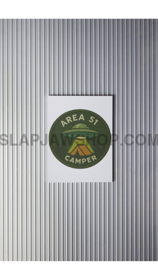 Metallic textured product with 'Area 51' logo on a white background