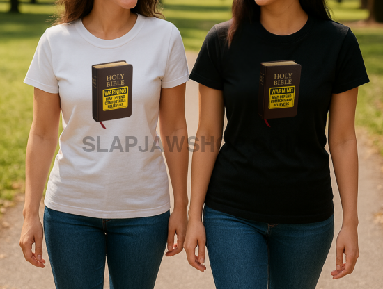 BIBLE WARNING T SHIRT T Shirt