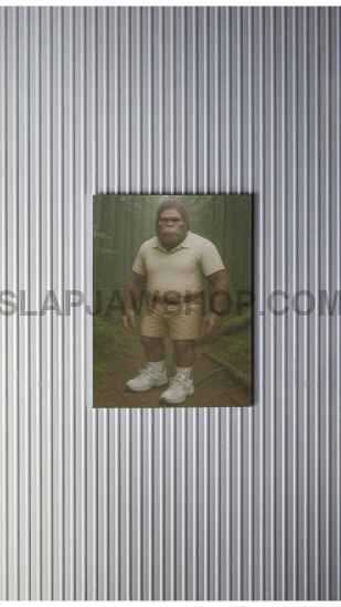 Framed picture of a person on a textured wall