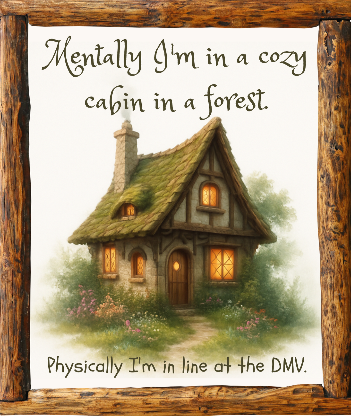 MENTALLY IN A CABIN Vinyl Sticker: Large-Sized Bold Graphic Decal — Weatherproof Gloss — Eye-Catching Art
