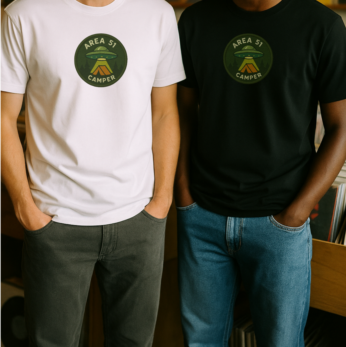 AREA 51 CAMPER Edgy Streetwear Graphic Tee – Bold Unisex T-Shirt in Ring Spun Cotton for Comfort & Durability