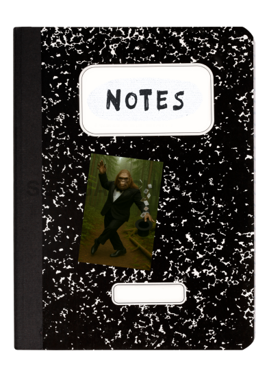 Black and white speckled notebook with 'NOTES' label on a white background