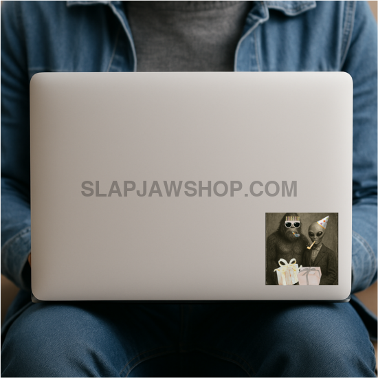 BIRTHDAY BUDDIES Vinyl Sticker: Large-Sized Bold Graphic Decal — Weatherproof Gloss — Eye-Catching Art Vinyl Sticker