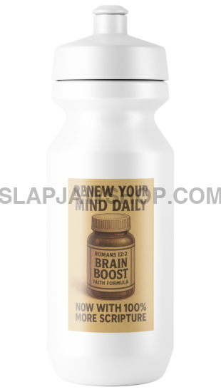 White water bottle with a label on a white background