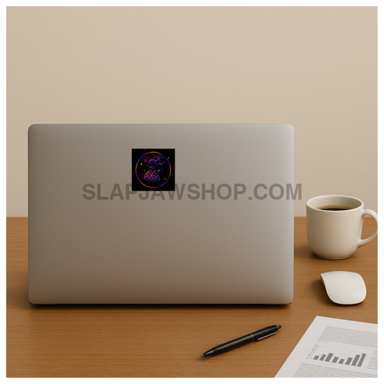 Laptop on a desk with a coffee cup and pen