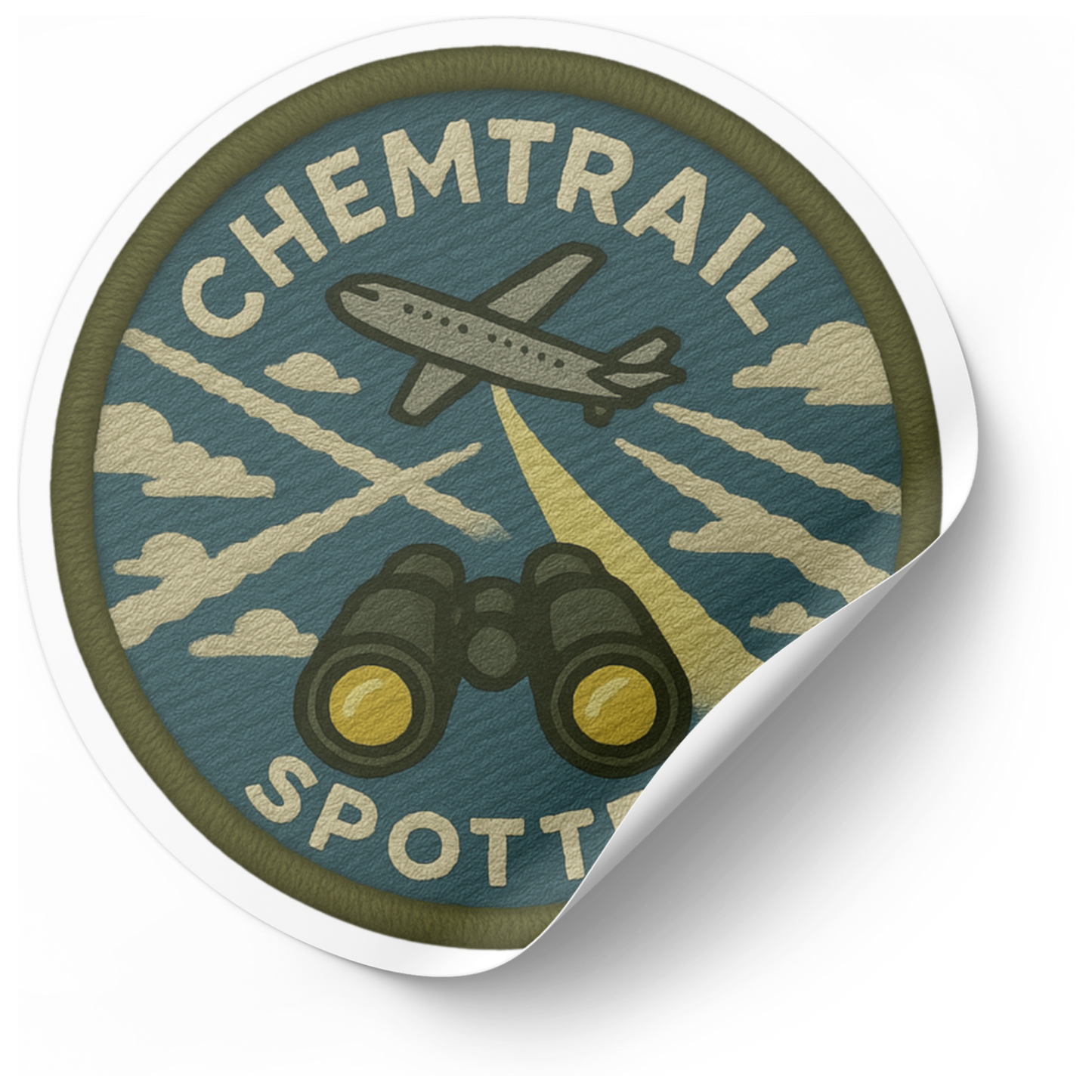 CHEMTRAIL SPOTTER Vinyl Sticker: Large-Sized Bold Graphic Decal — Weatherproof Gloss — Eye-Catching Art