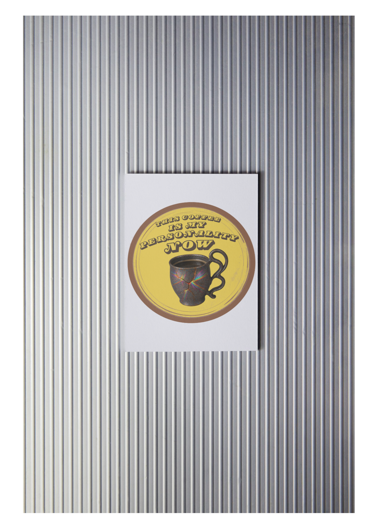 Metallic textured book with a coffee cup icon on the cover