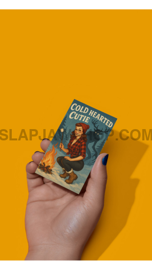 Hand holding a card with 'Cruel Hearted Cuts' design on a yellow background