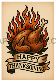 FLAMING TURKEY VINYL STICKER Vinyl Sticker