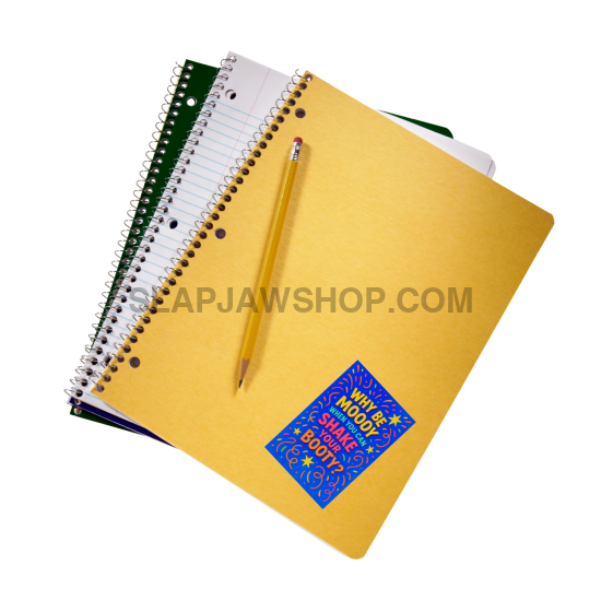 Yellow notebook with a pen on a white background